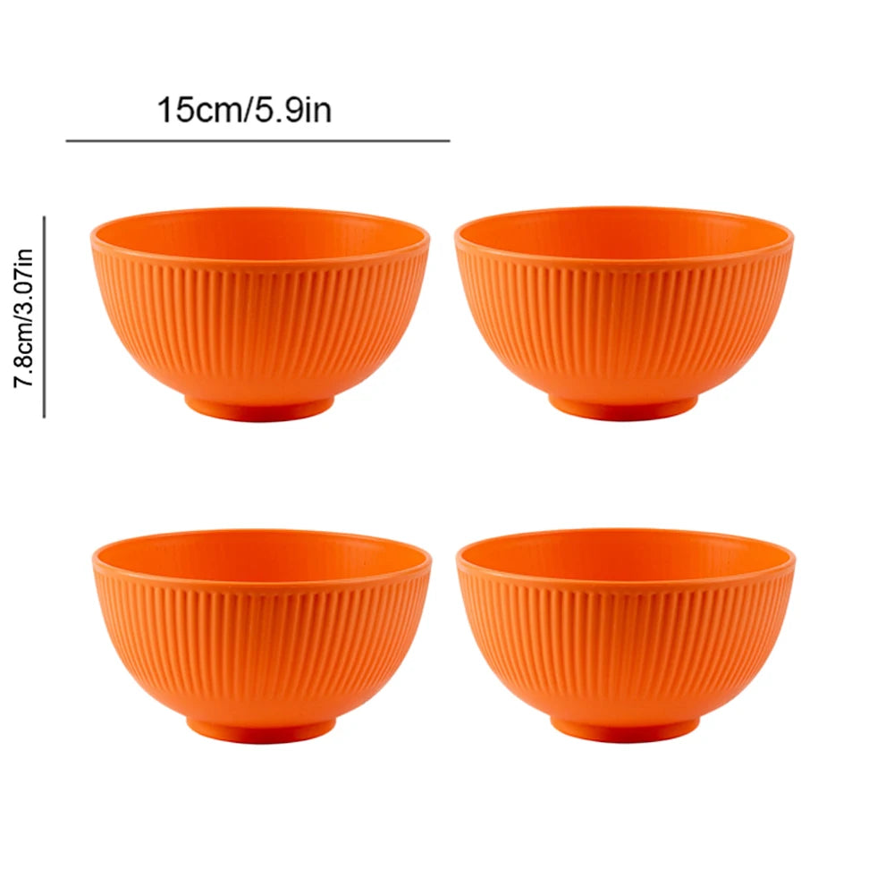 Nordic Wheat Straw Plastic Bowls — Shatter-Resistant, Set of 4
