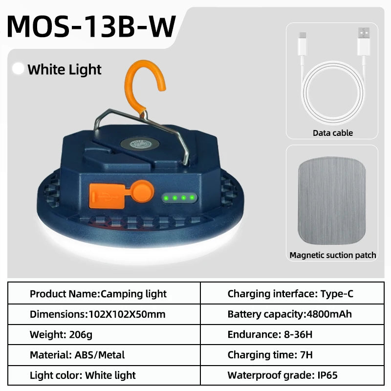 MOSLIGHTING Rechargeable LED Camping Lantern – Portable 15W/30W Emergency Light for Camping, Hiking & Outdoor Use