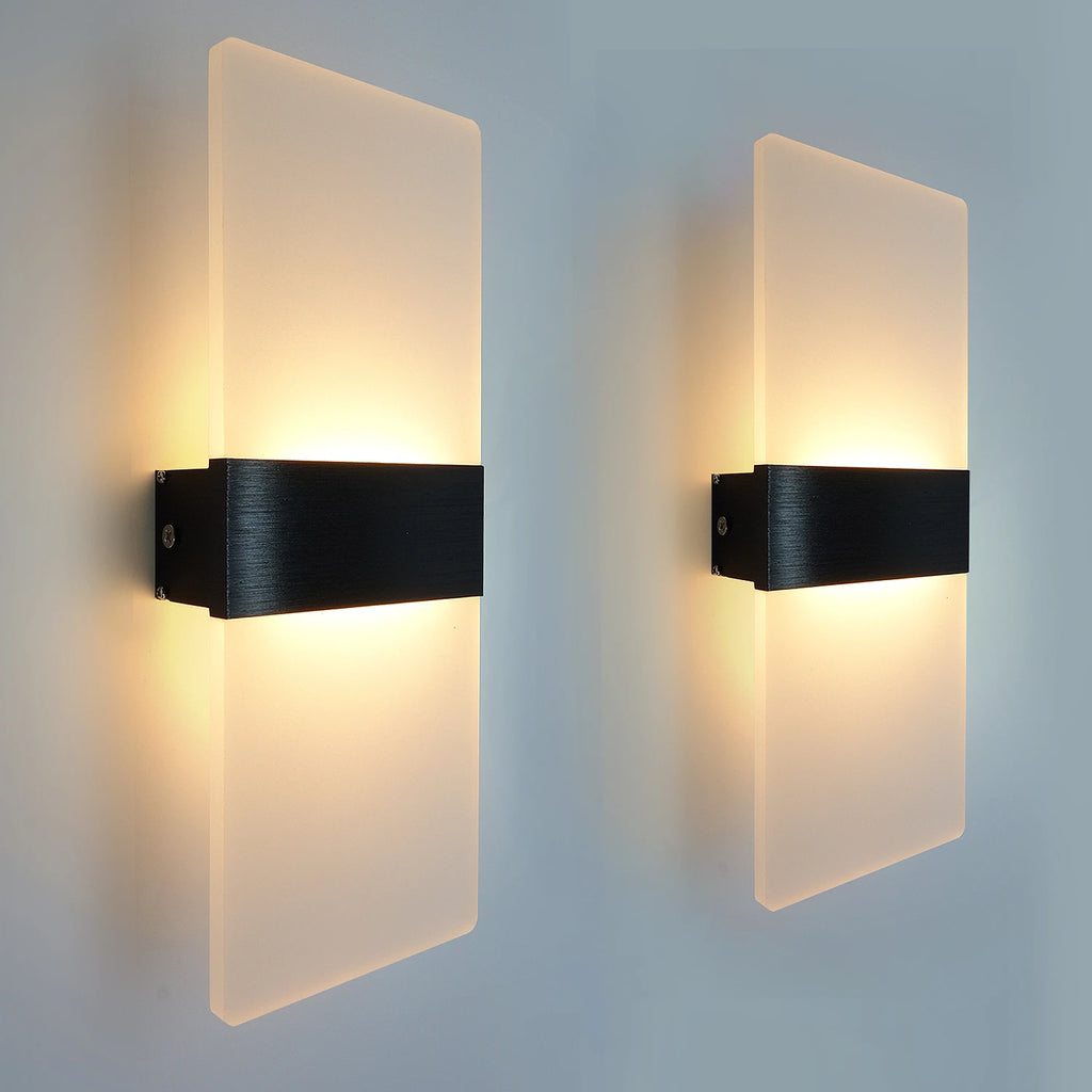 Acrylic LED Wall Sconce — 6W/12W, Black, Gold or Silver