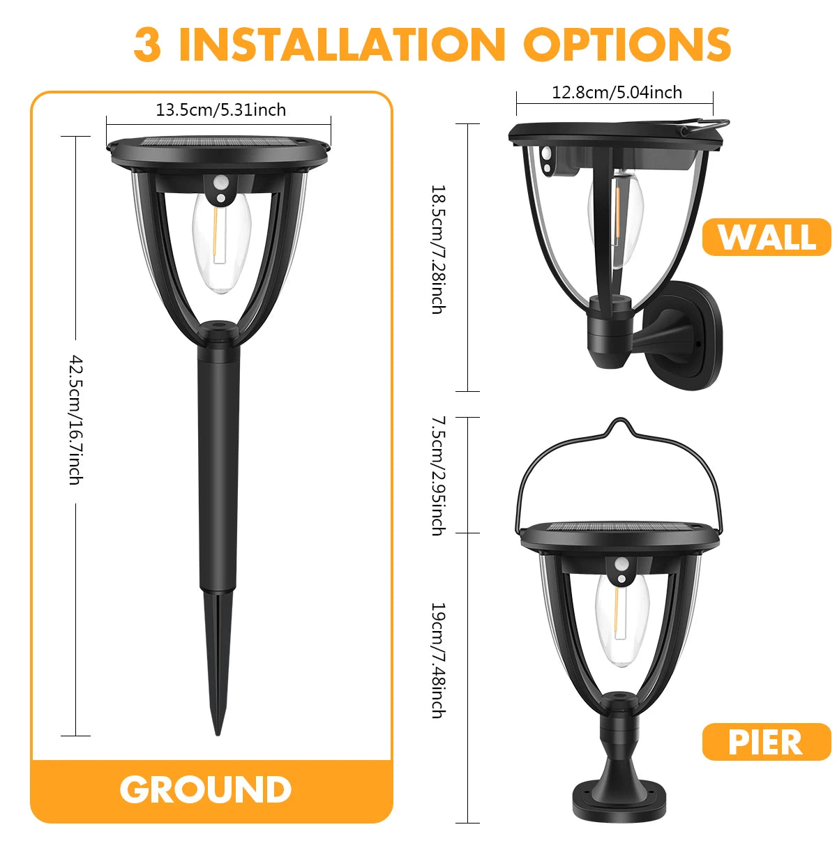 CXWON 360° Solar Outdoor LED Light – IP65 Waterproof Brushed Nickel Lamp for Courtyards, Garages & Landscapes