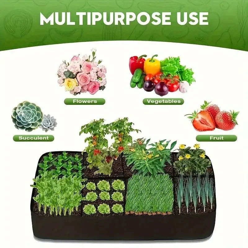 128-Gallon Multi-Grid Rectangular Planting Bag – 8-Pocket Seedling Bed (160×60×30 cm)
