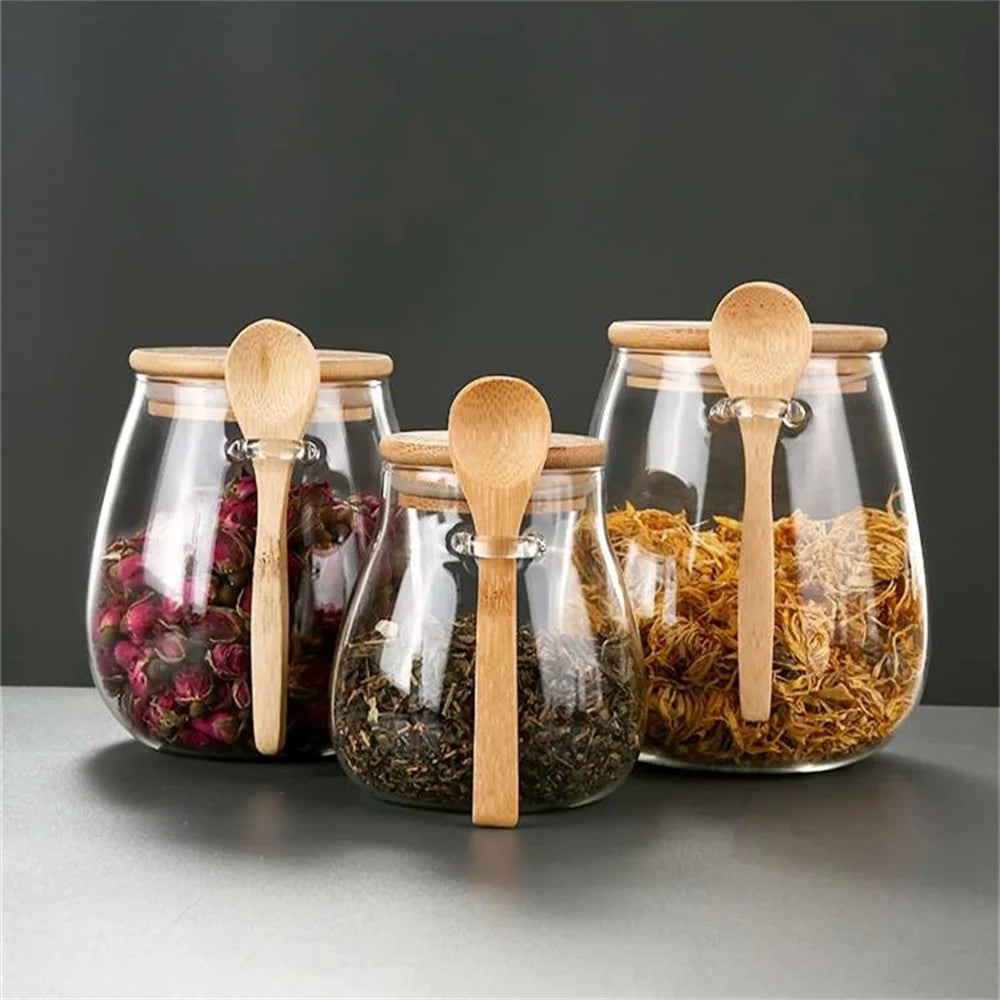 Airtight Glass Storage Jar with Bamboo Lid — For Coffee, Tea & Dry Goods