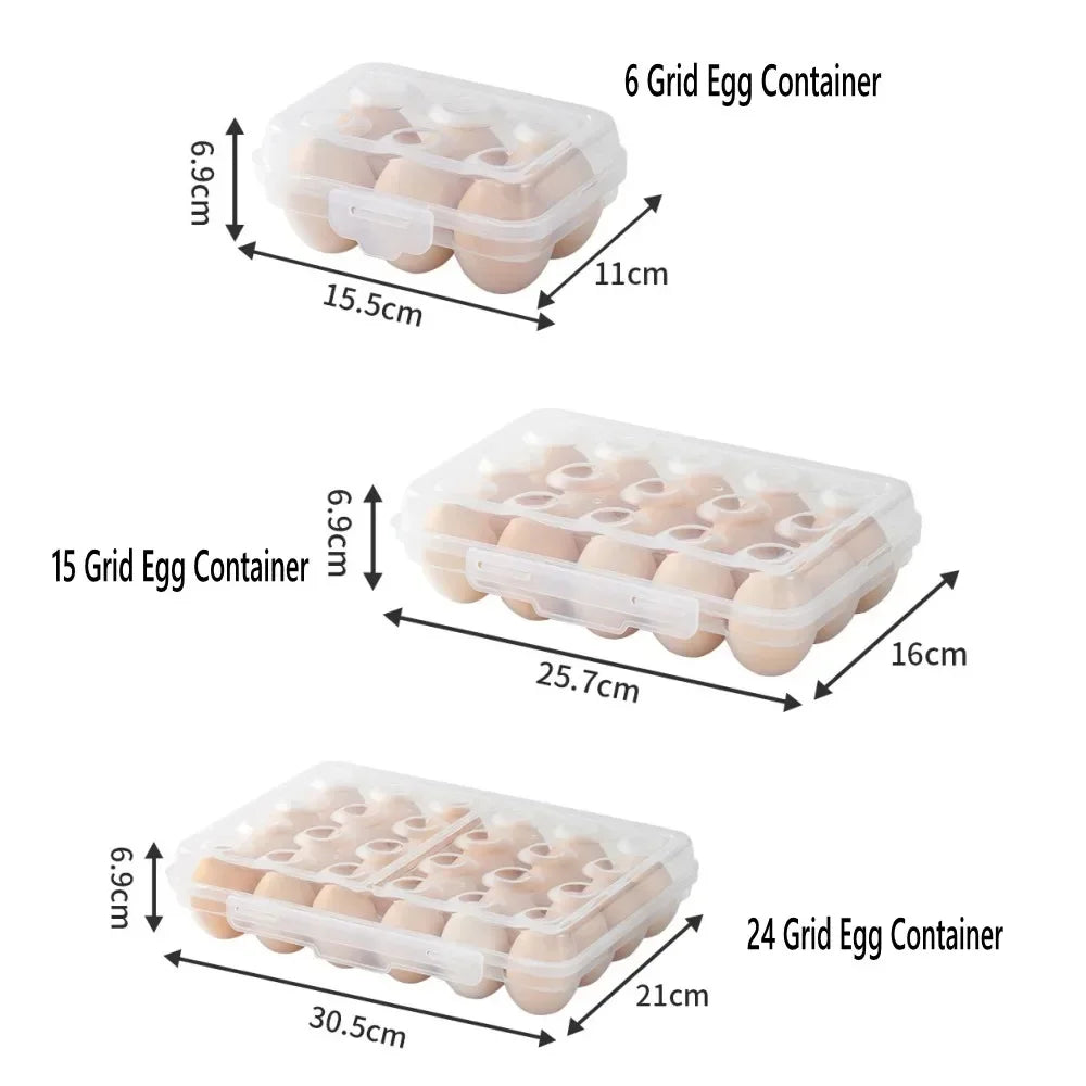 Portable Egg Holder with Lid & Safety Lock — Stackable, for Fridge & Outdoor