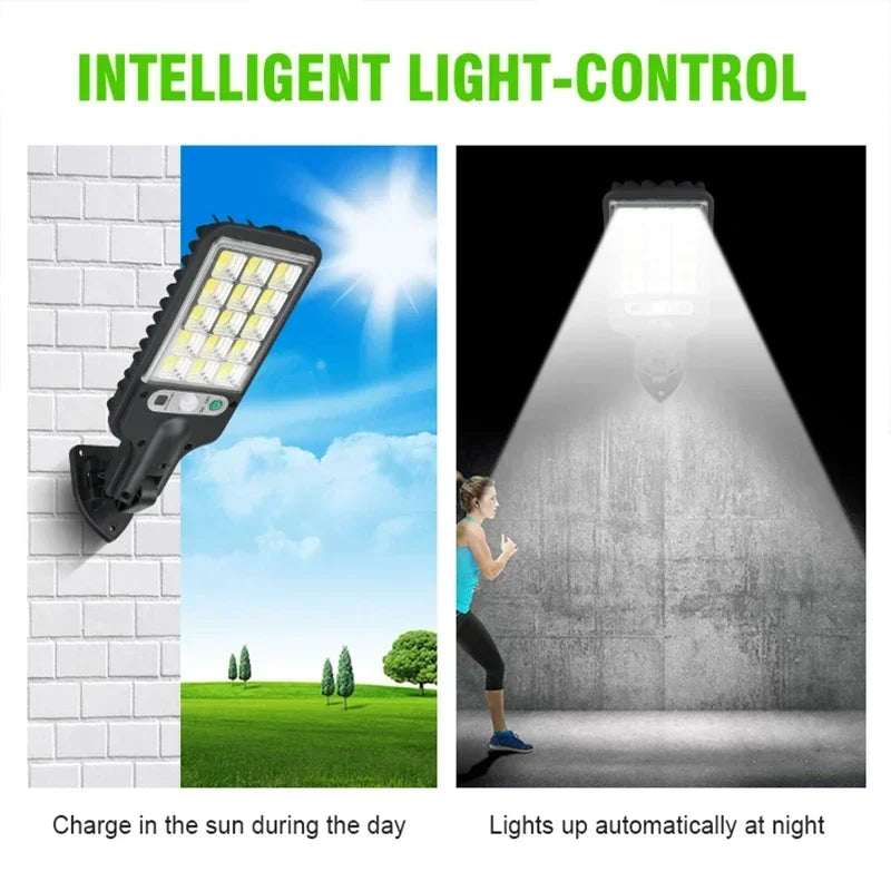 Solar COB Street Light — Motion Sensor, Remote Control, Waterproof