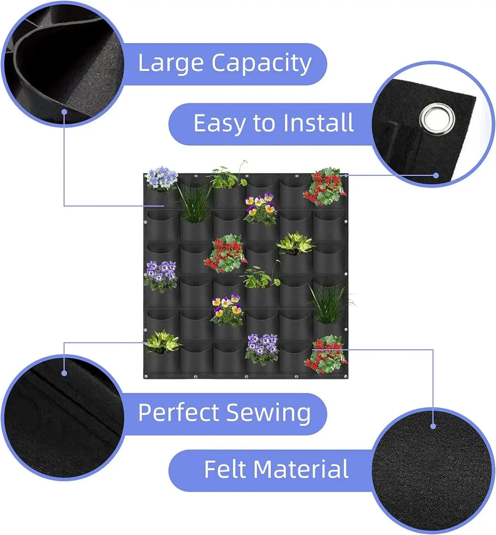 Wall Hanging Pocket Grow Bags – Vertical Garden Felt Planter for Indoor & Outdoor