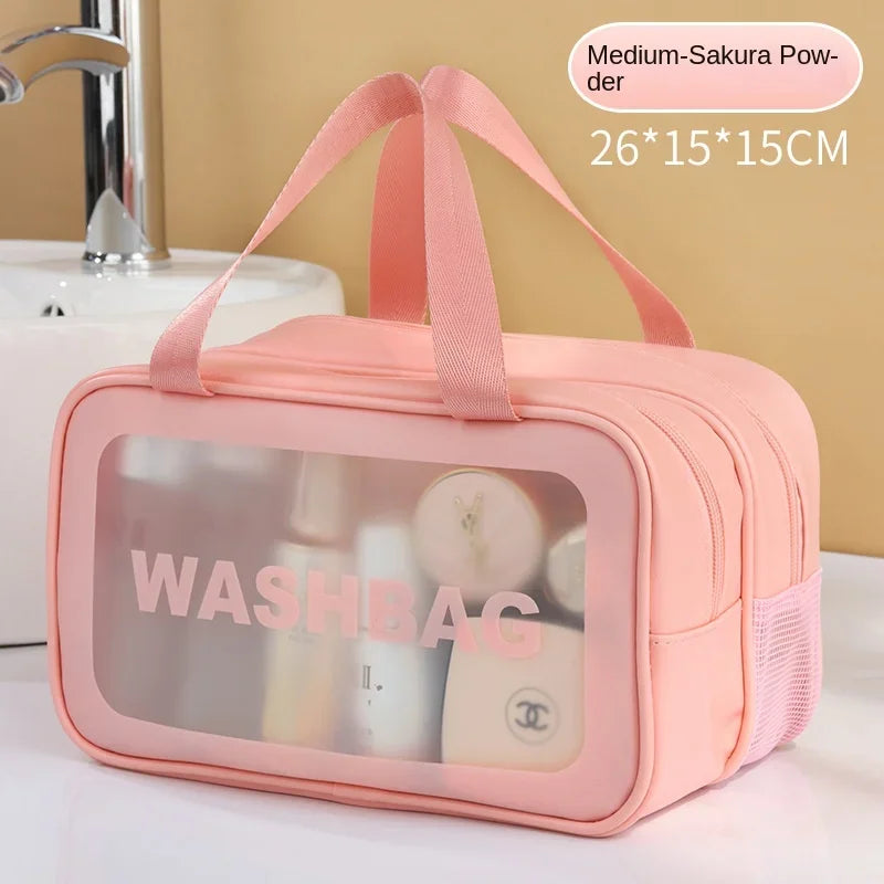 Dry-Wet Separation Toiletry Bag — Double-Layer PU Travel Cosmetic Pouch