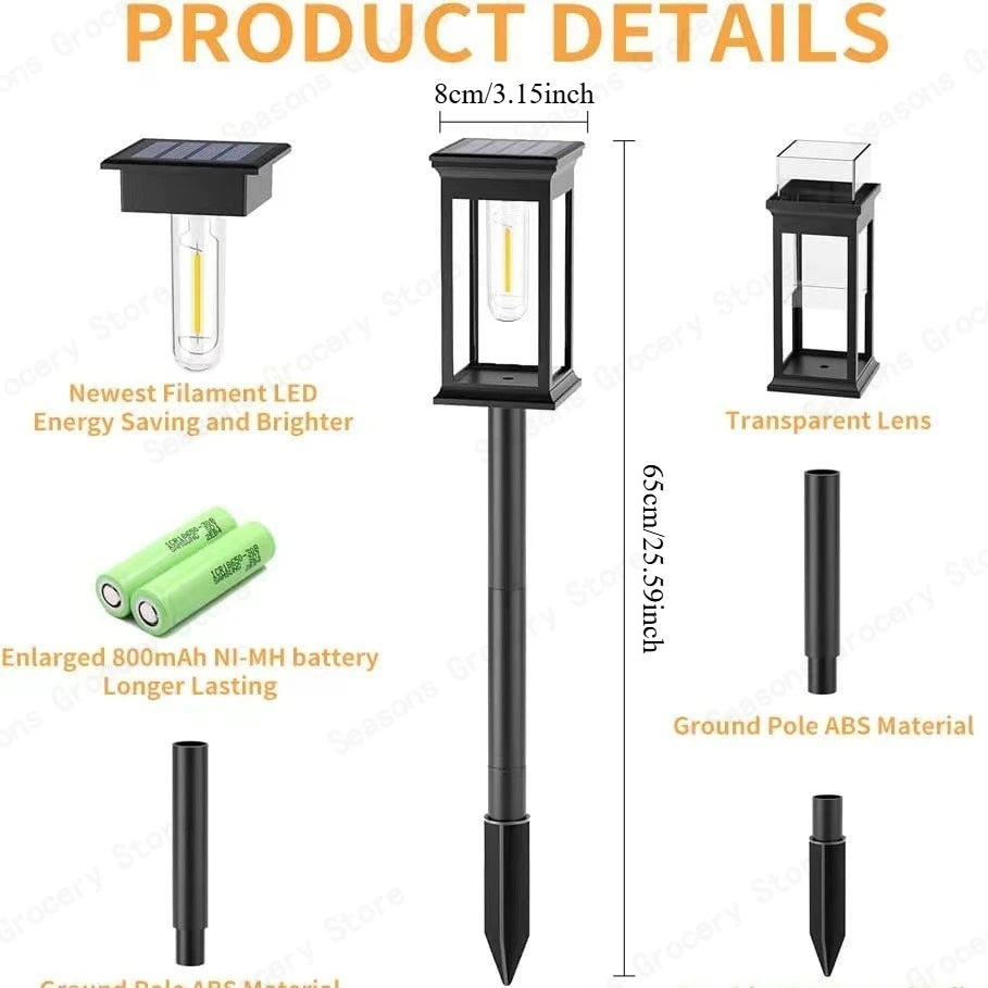 IP65 Waterproof Solar Garden Lights White Warm Light Outdoor Landscape Walkway Lighting Lawn Porch Patio Ambiance Lights