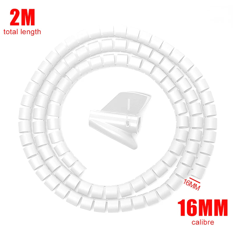 2M Flexible Cable Management Sleeve — PE Spiral Wire Wrap
