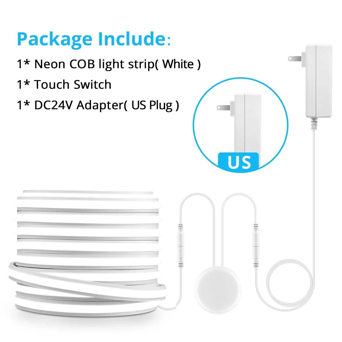 COB Neon Silicone LED Strip Light — Touch & Gesture Control, Dimmable