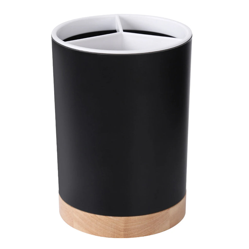 Rotatable Cutlery & Utensil Holder — Detachable, 3-Section, with Drain