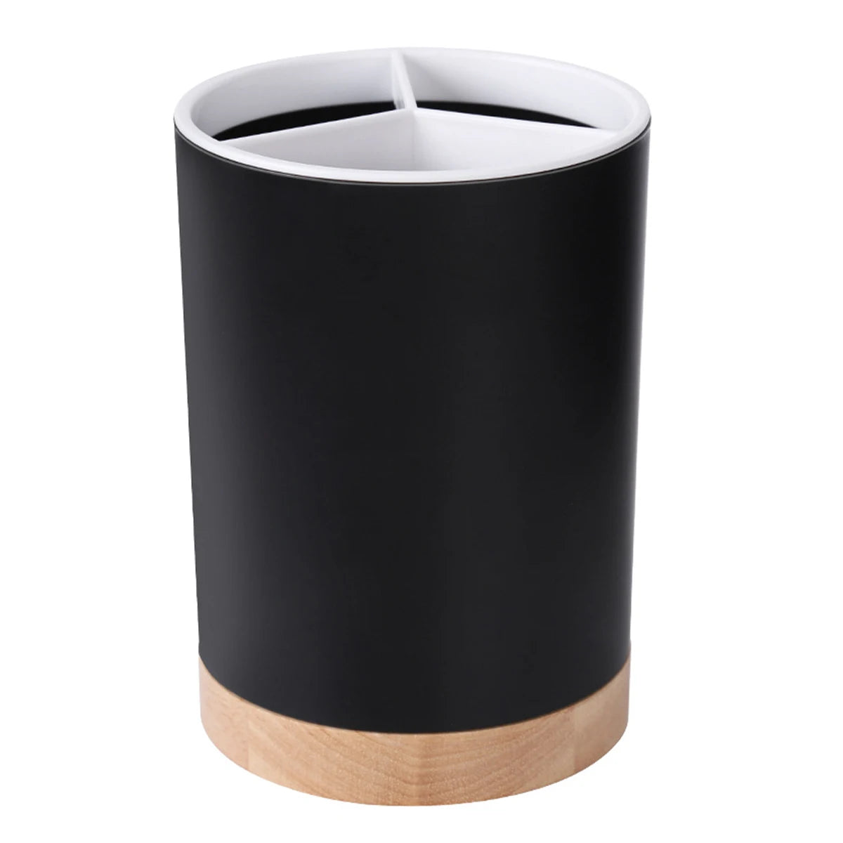 Rotatable Cutlery & Utensil Holder — Detachable, 3-Section, with Drain