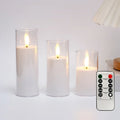 Acrylic Flameless LED Candles with Remote & Timer — Set of 2 or 3
