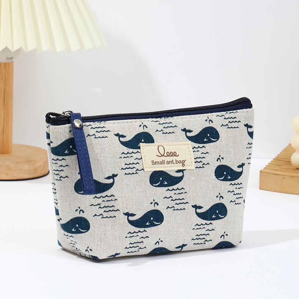Canvas Travel Makeup & Pencil Case — Compact Zipper Pouch, 15×12×6cm