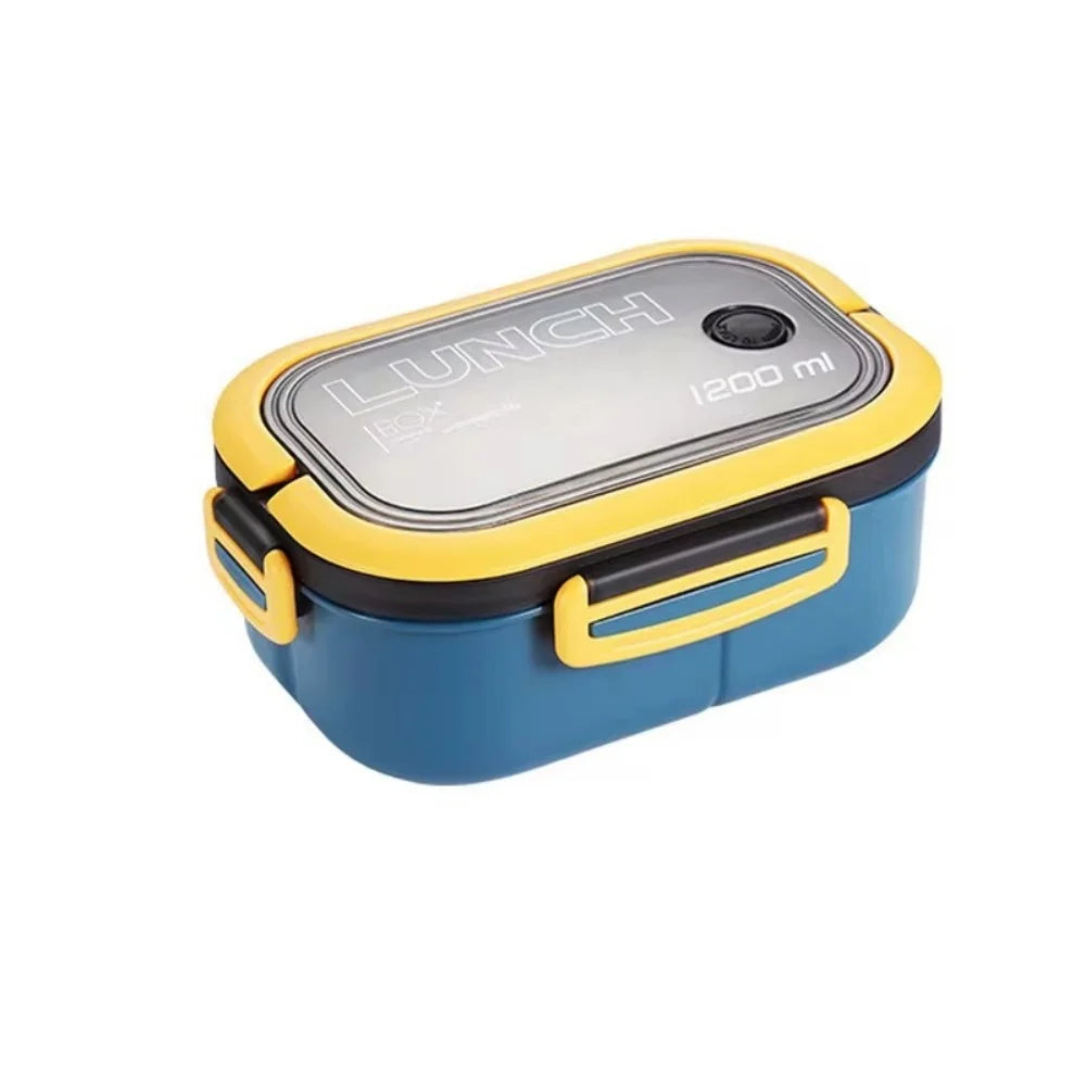 2-Layer Bento Lunch Box with Spoon & Fork — Leakproof, Portable
