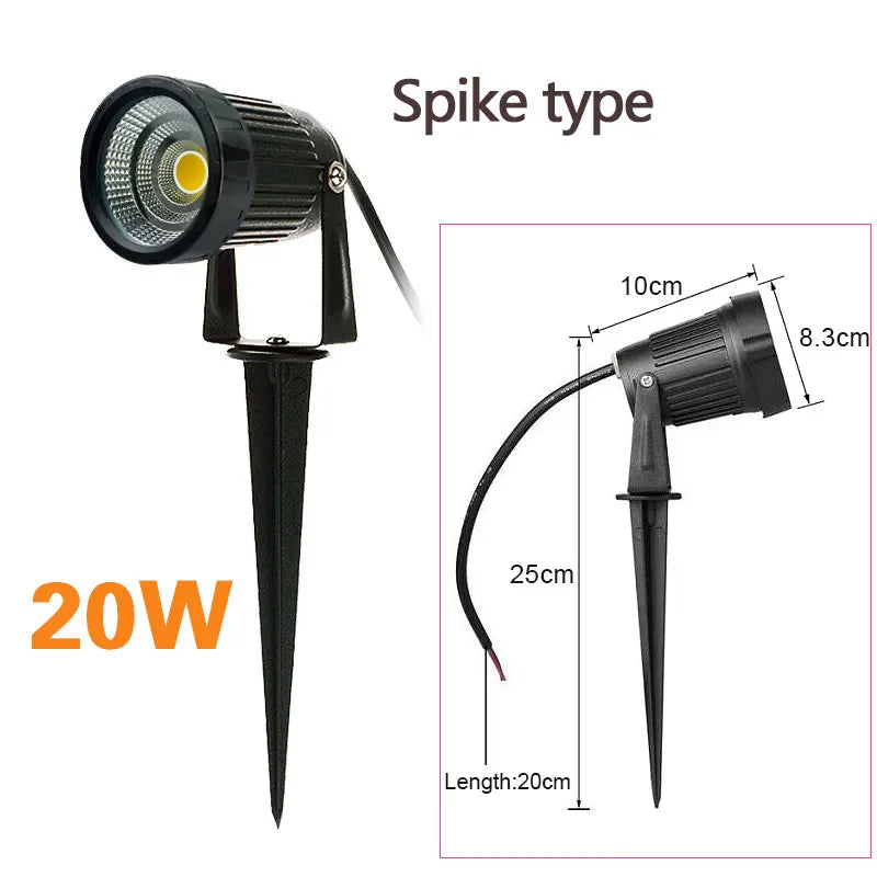 teetealy LED COB Spike Lawn Lamp – 5W–20W Garden Path Spotlight IP65