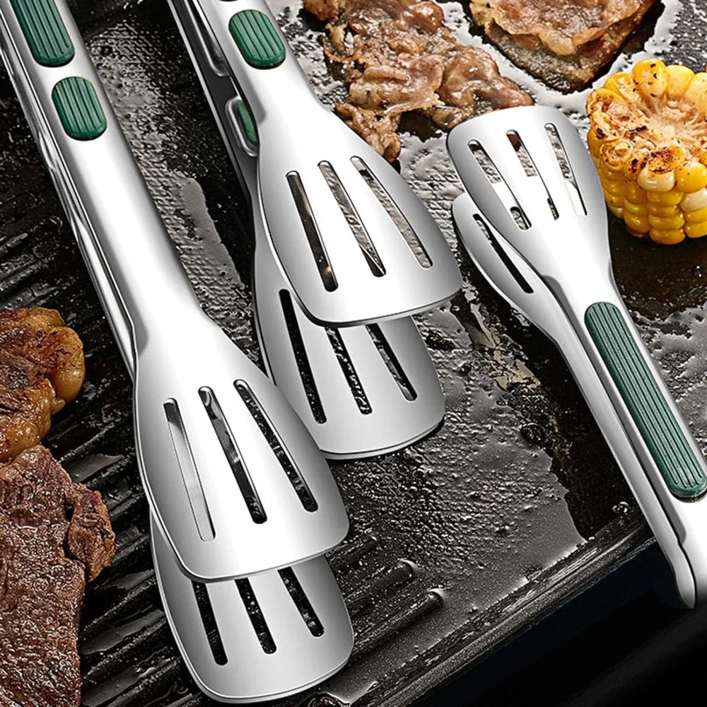 Stainless Steel Food Tongs — BBQ, Salad & Buffet, Non-Slip Grip