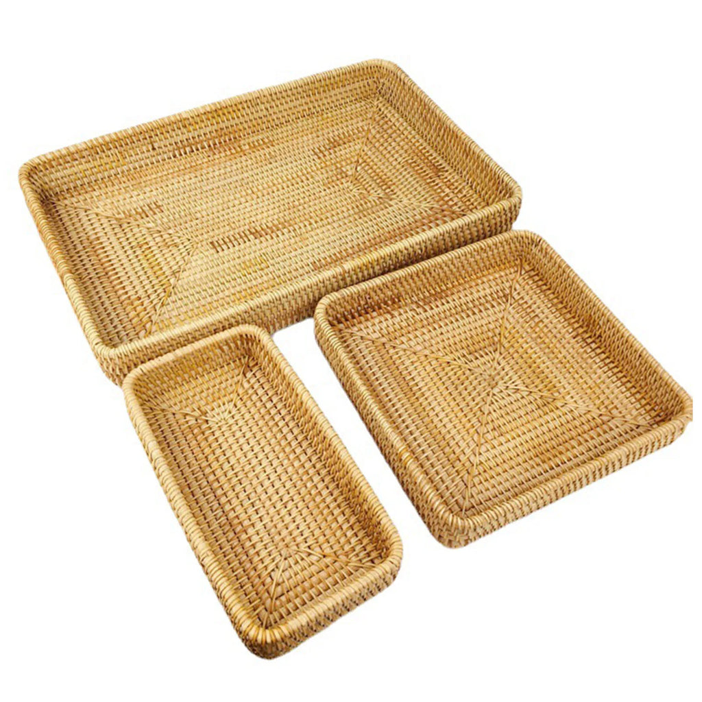 Hand-Woven Rattan Serving Tray — Multipurpose, Indoor & Outdoor