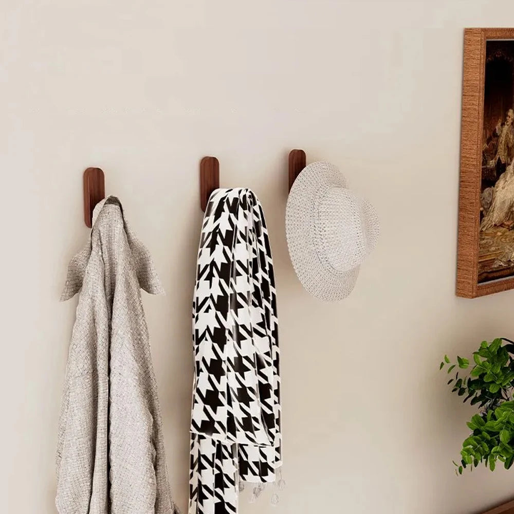 Self-Adhesive Wooden & Aluminium Wall Hook — No-Drill Key & Coat Hanger