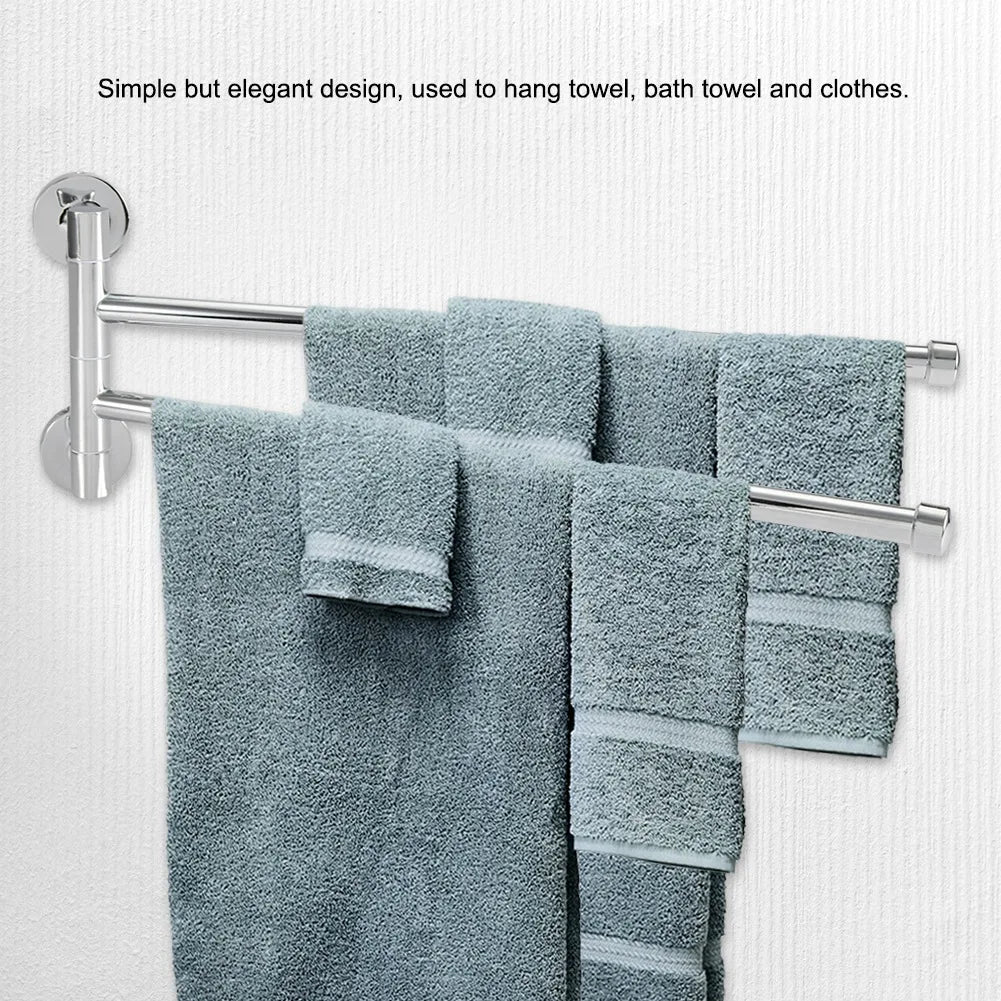 Rotating Swing-Out Towel Rack — 2 or 3 Arms, Zinc Alloy & Stainless Steel