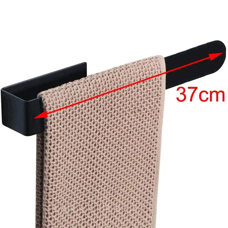 304 Stainless Steel No-Drill Towel Bar — Brushed, 23cm or 37cm, Black or Steel