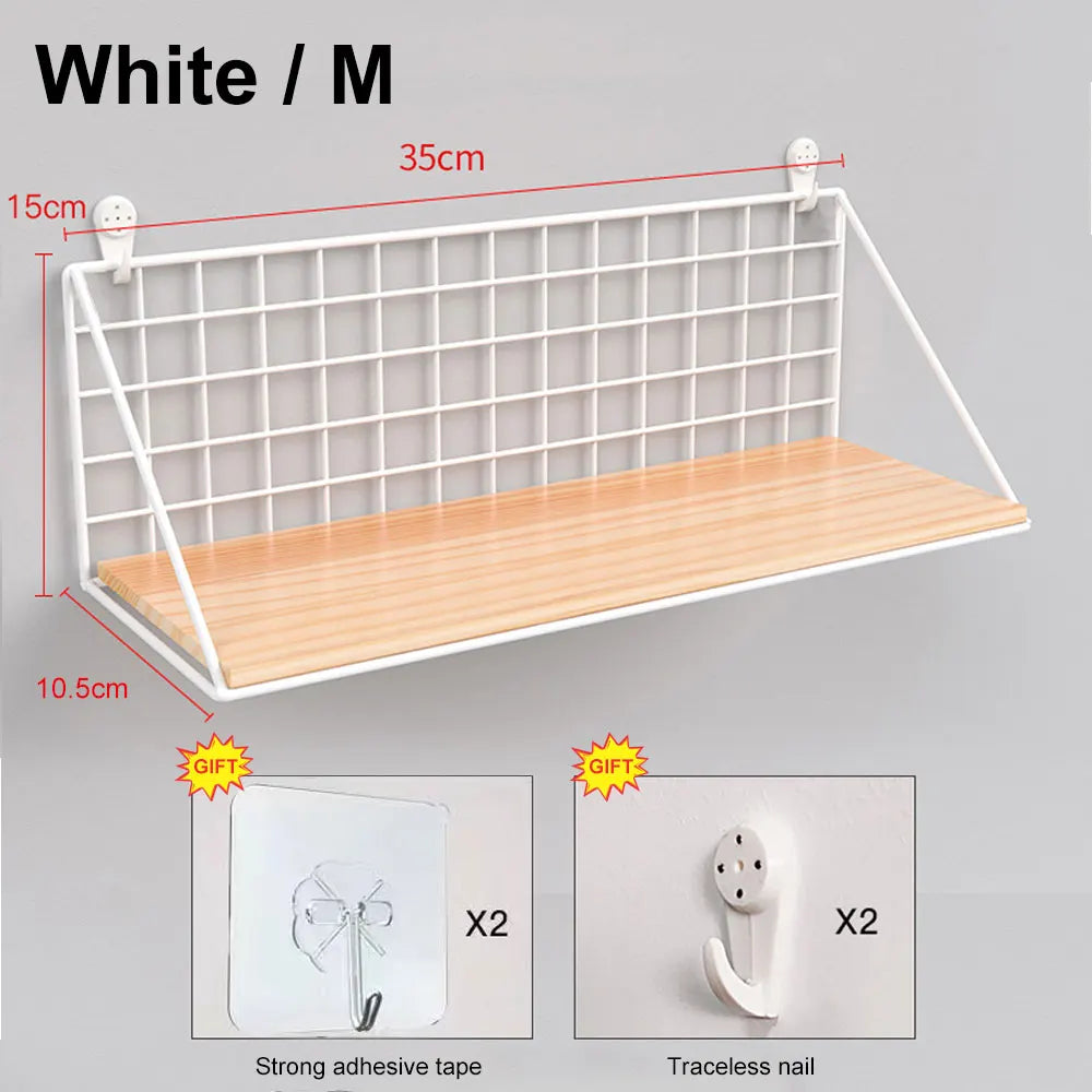 Metal & Wood Wall Spice Shelf — Kitchen Organizer, Modern Design
