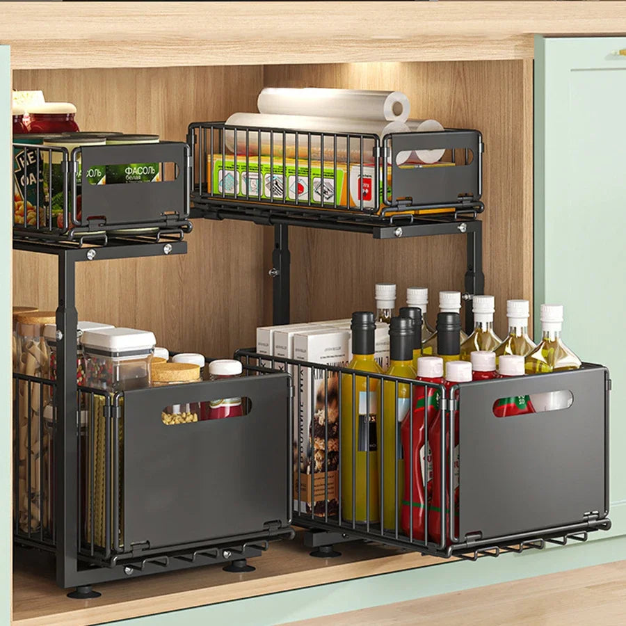 2-Tier Adjustable Pull-Out Under Sink Organizer