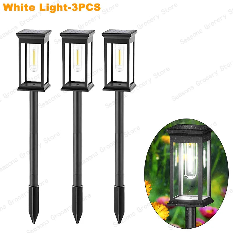 IP65 Waterproof Solar Garden Lights White Warm Light Outdoor Landscape Walkway Lighting Lawn Porch Patio Ambiance Lights