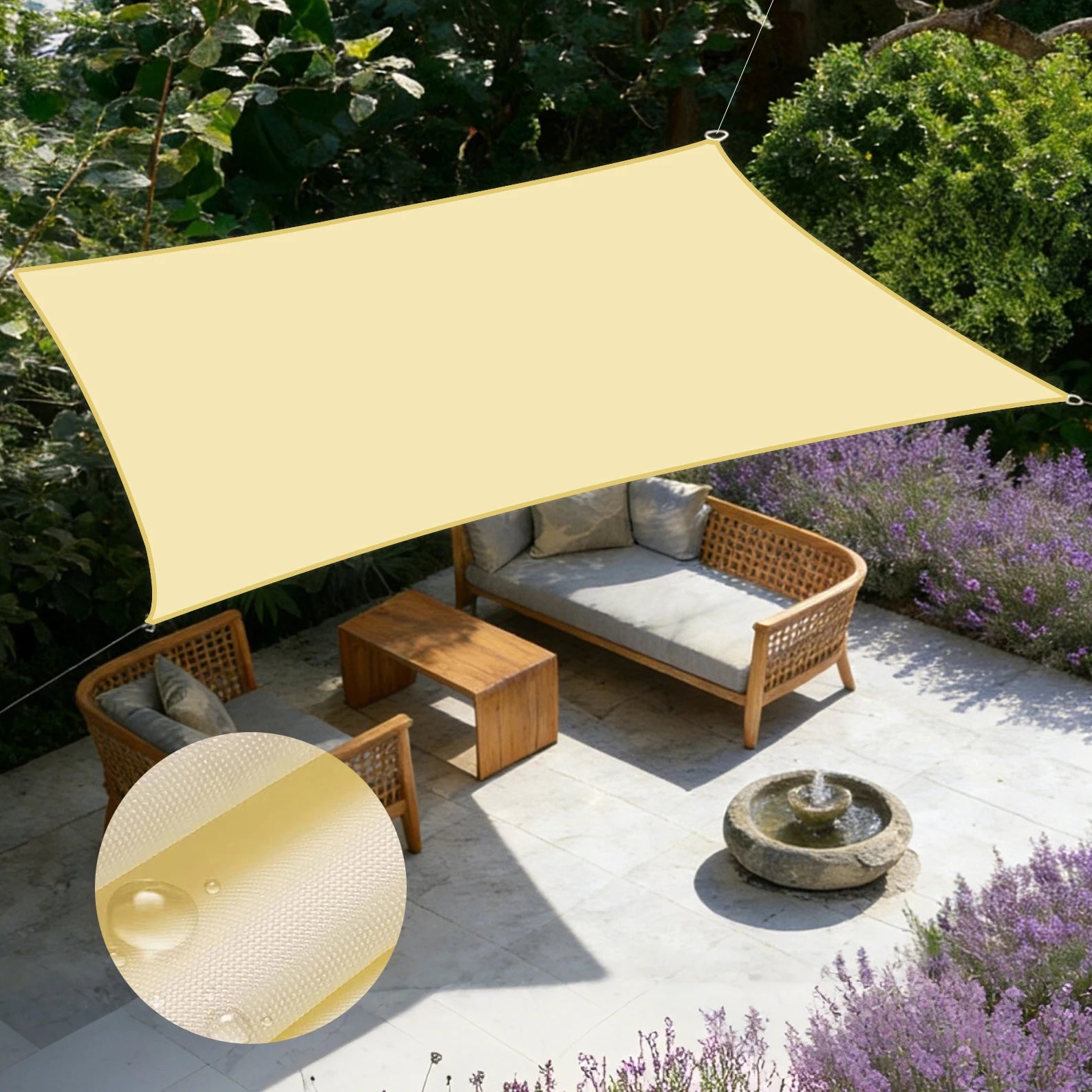 Rectangular Sun Sail – UV Resistant Breathable Poly Cotton Shade for Patio & Camping