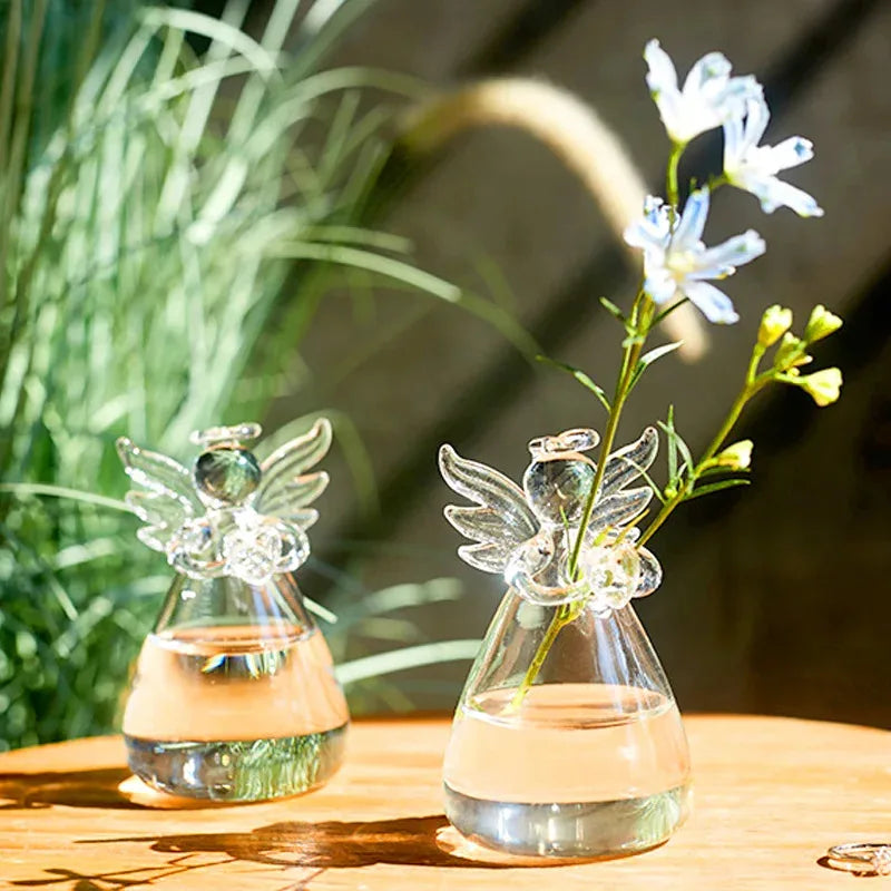 Angel Glass Hydroponic Vase — Decorative Flower Arrangement Vessel