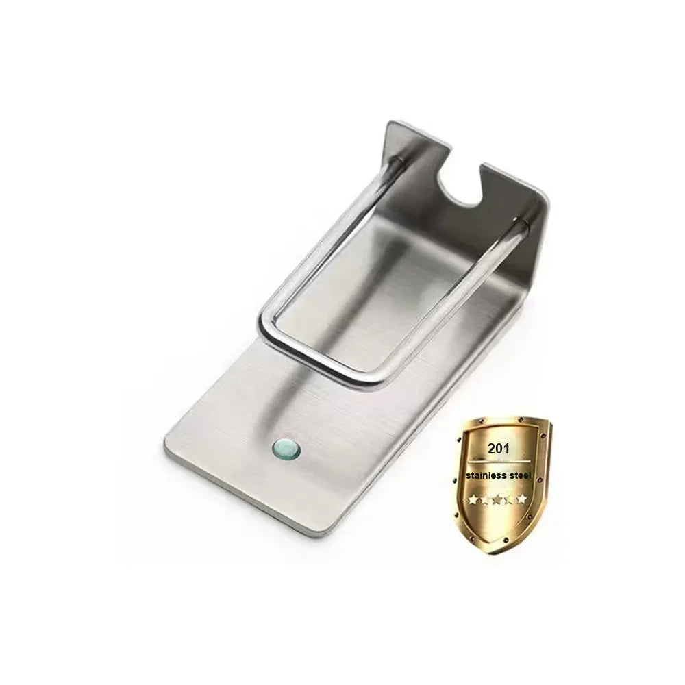 2-in-1 Stainless Steel Toothbrush & Cup Holder — No-Drill Wall Mount, 7.9×4cm