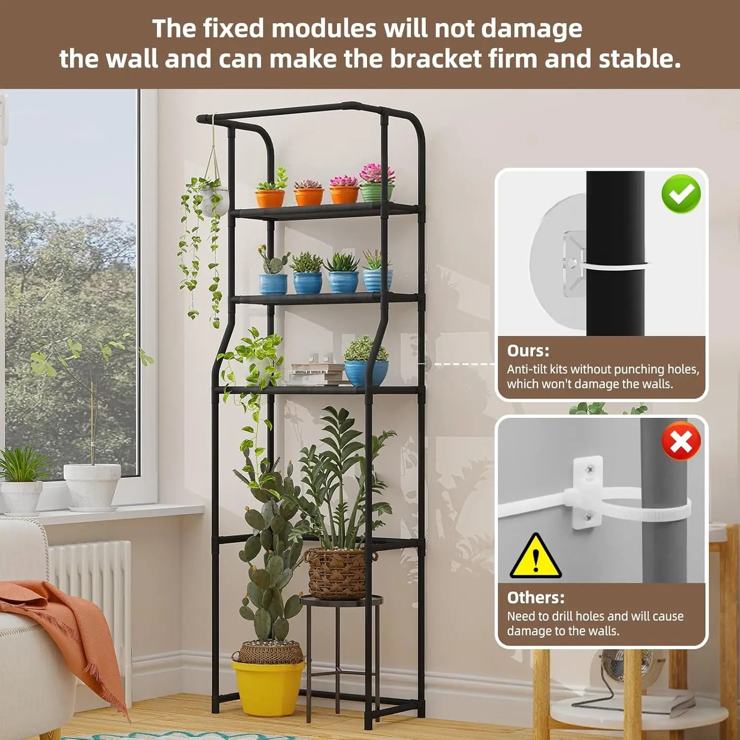 Over-Toilet 3-Tier Storage Shelf with Towel Rack — Freestanding Bathroom Organizer