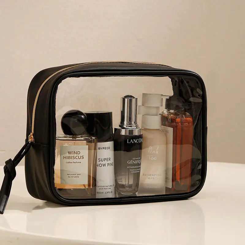 Large Capacity Transparent PVC Makeup Bag — Waterproof Travel Cosmetics Organizer