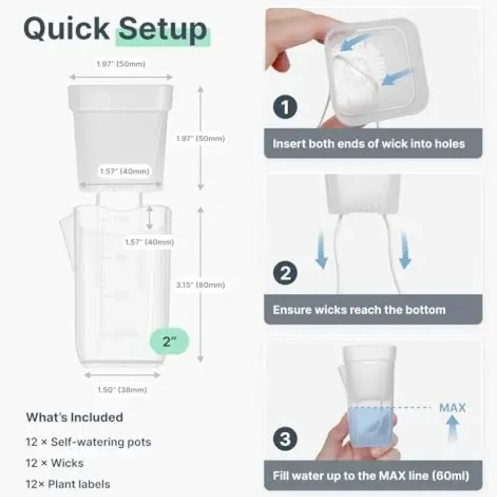 15pcs Self Watering Plant Pots Mini Seedlings Pots Flowerpot Translucent Plastic Planters Plant Propagation Pot with Reservoir