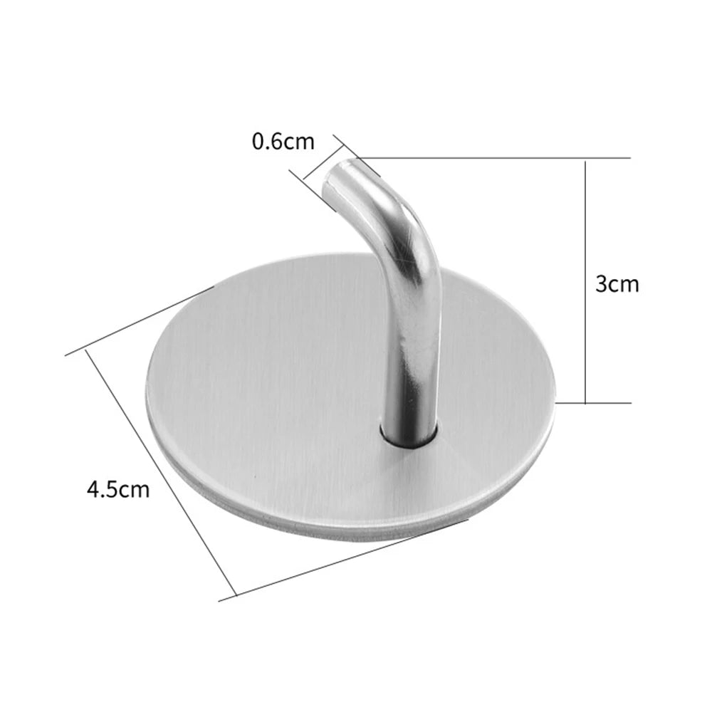Self-Adhesive Stainless Steel Wall Hook — Set of 2, Black or White