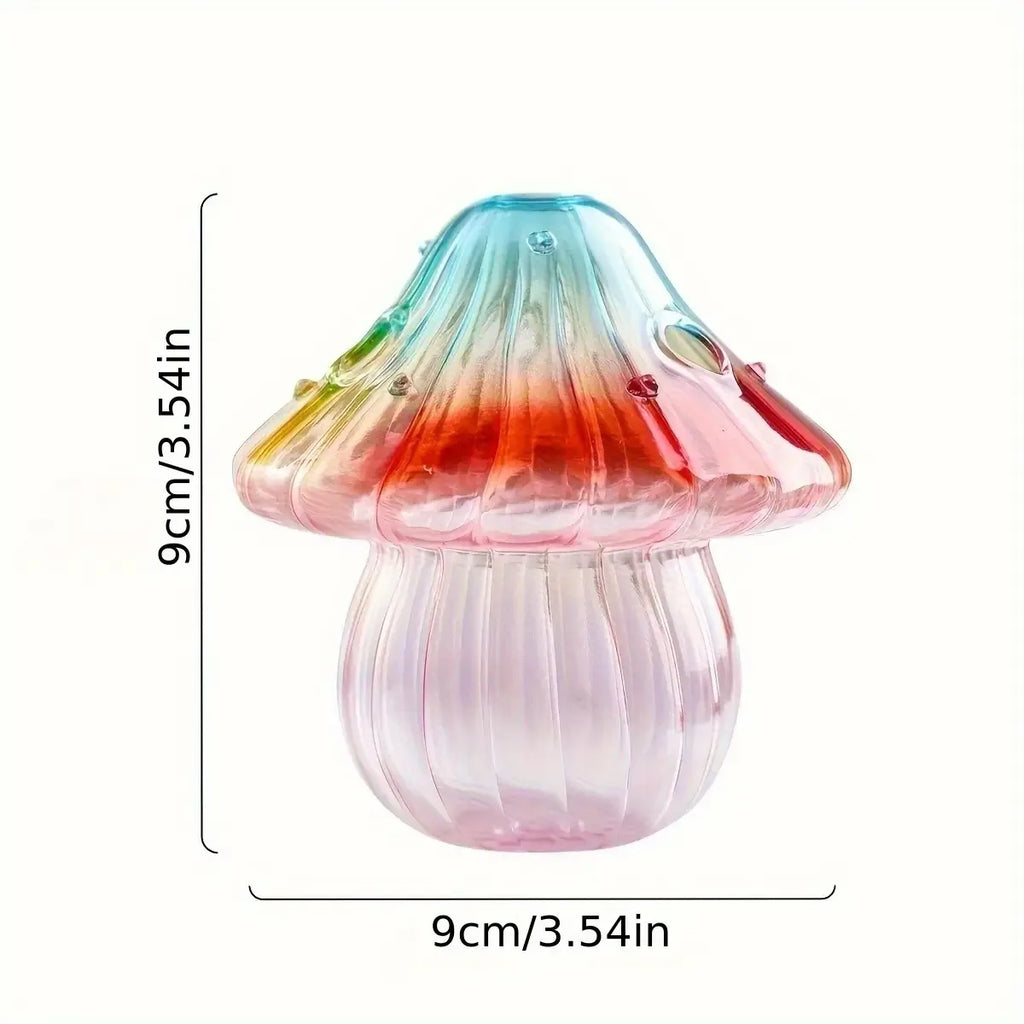 Boho Handcrafted Glass Mushroom Vase — Hydroponic Cylinder Planter