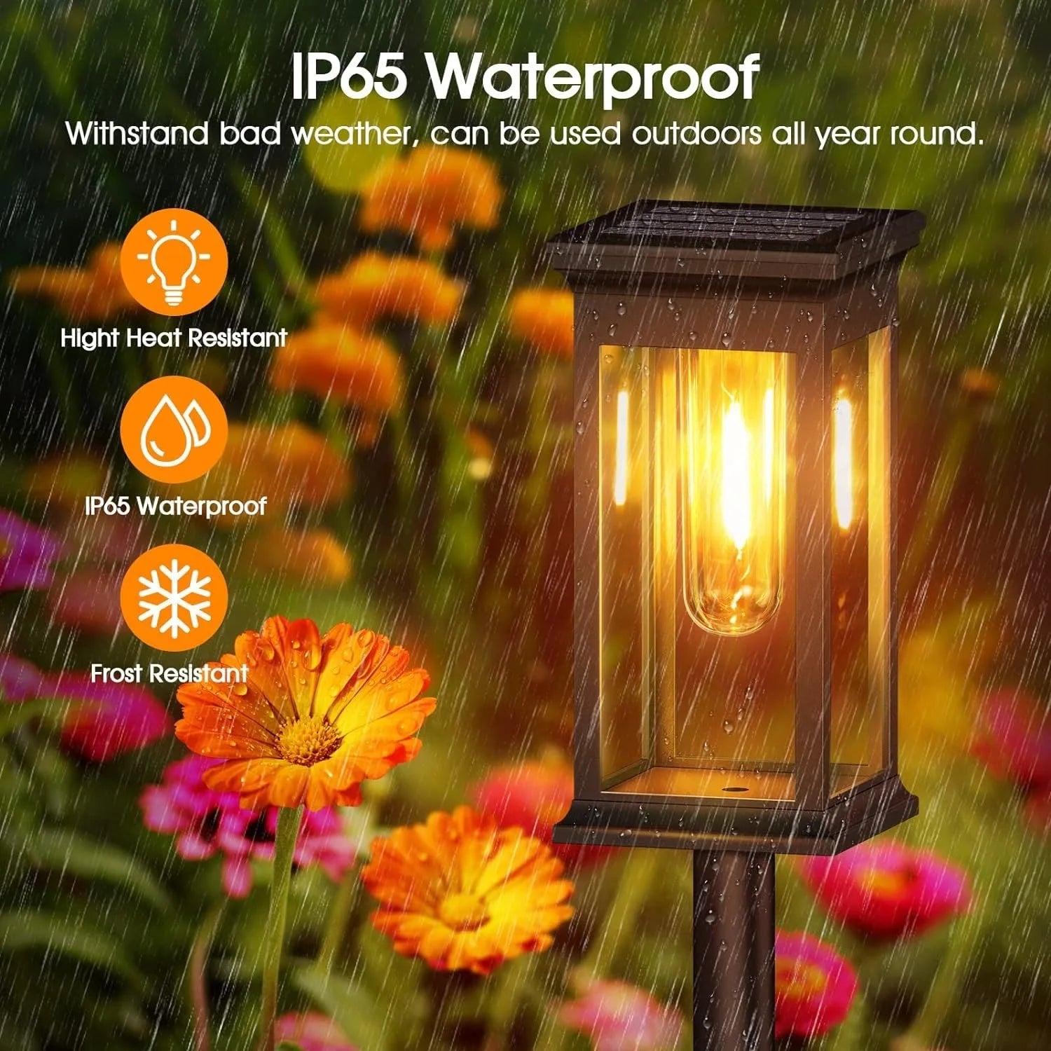 IP65 Waterproof Solar Garden Lights White Warm Light Outdoor Landscape Walkway Lighting Lawn Porch Patio Ambiance Lights