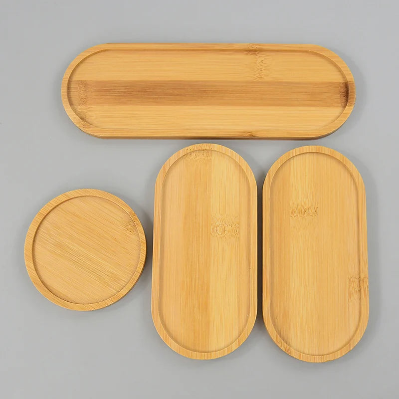 Bamboo Wood Saucer Tray — Multi-Use Plate for Plants, Candles & Cups