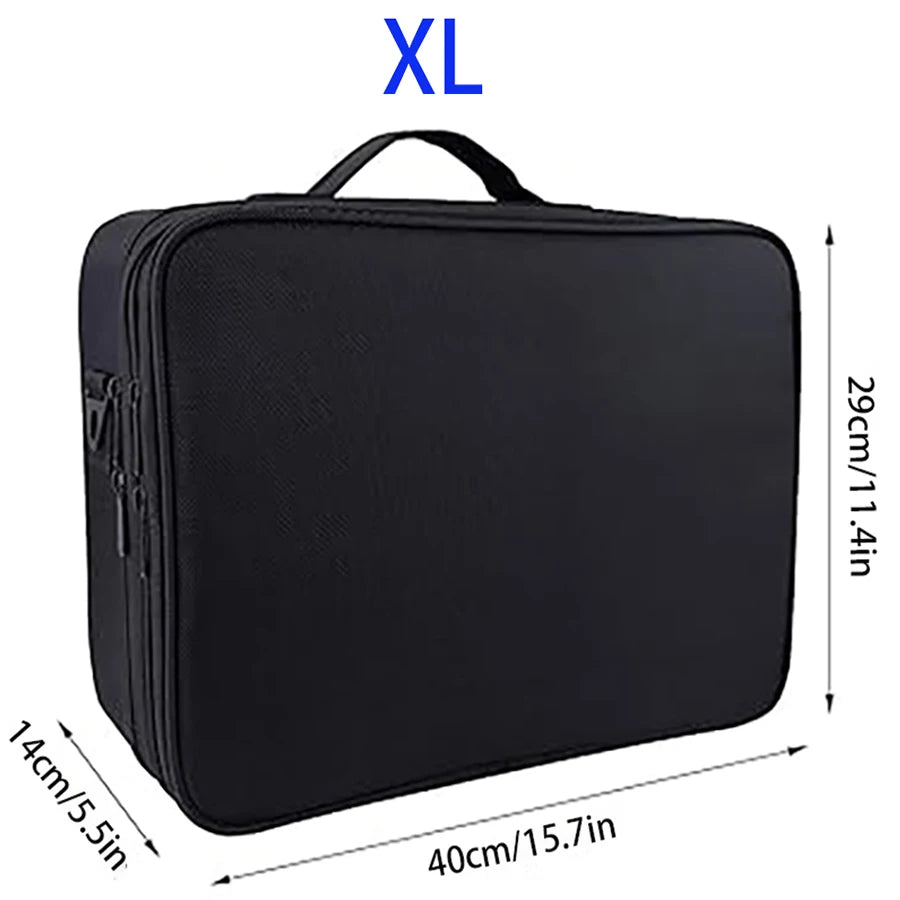 Large Capacity Travel Makeup Case — Adjustable Dividers & Shoulder Strap