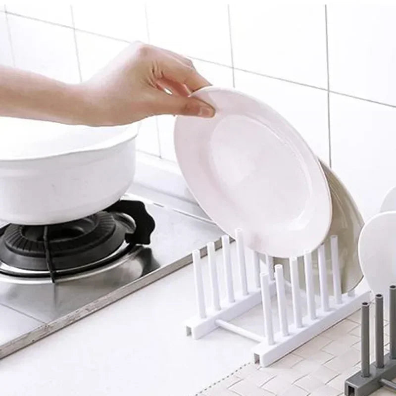 Bamboo Dish Drainer & Pot Lid Rack — Natural, Kitchen Organizer