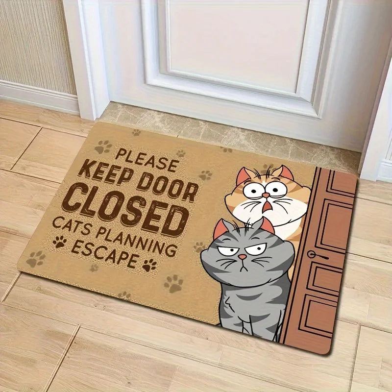 VIKAMA Cute Cat Floor Mat – Washable Fade Resistant Polyester Rug