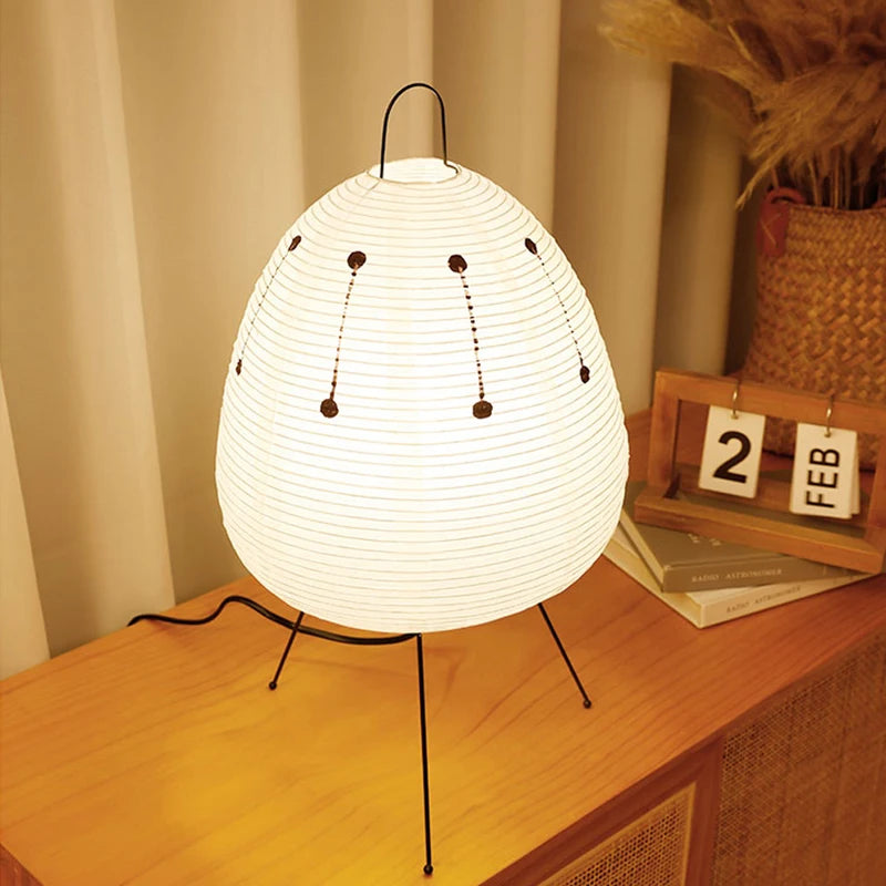 Handmade Rice Paper LED Table Lamp — Minimalist, Warm Glow