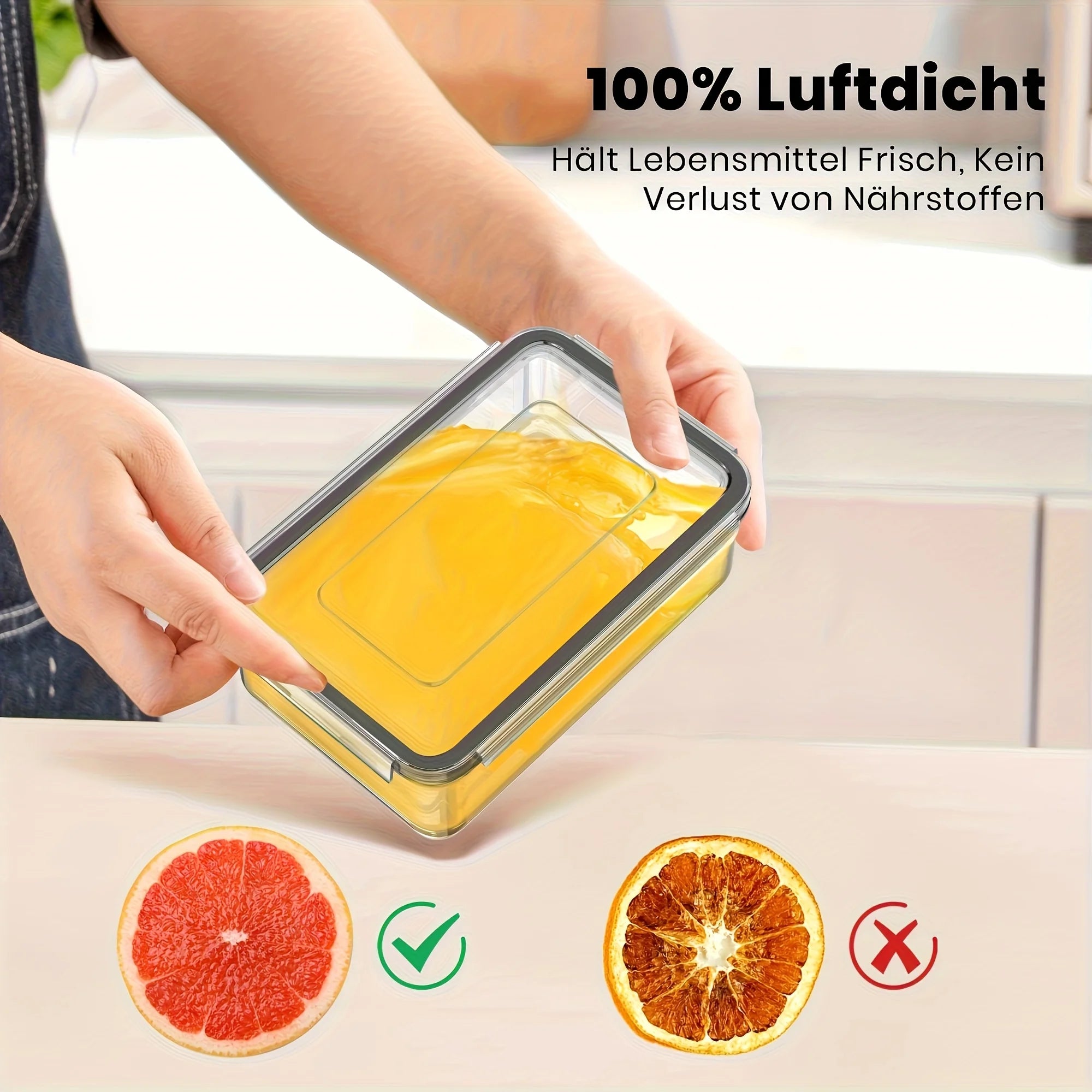 Airtight Food Storage Containers with Snap Lids — Set of 4