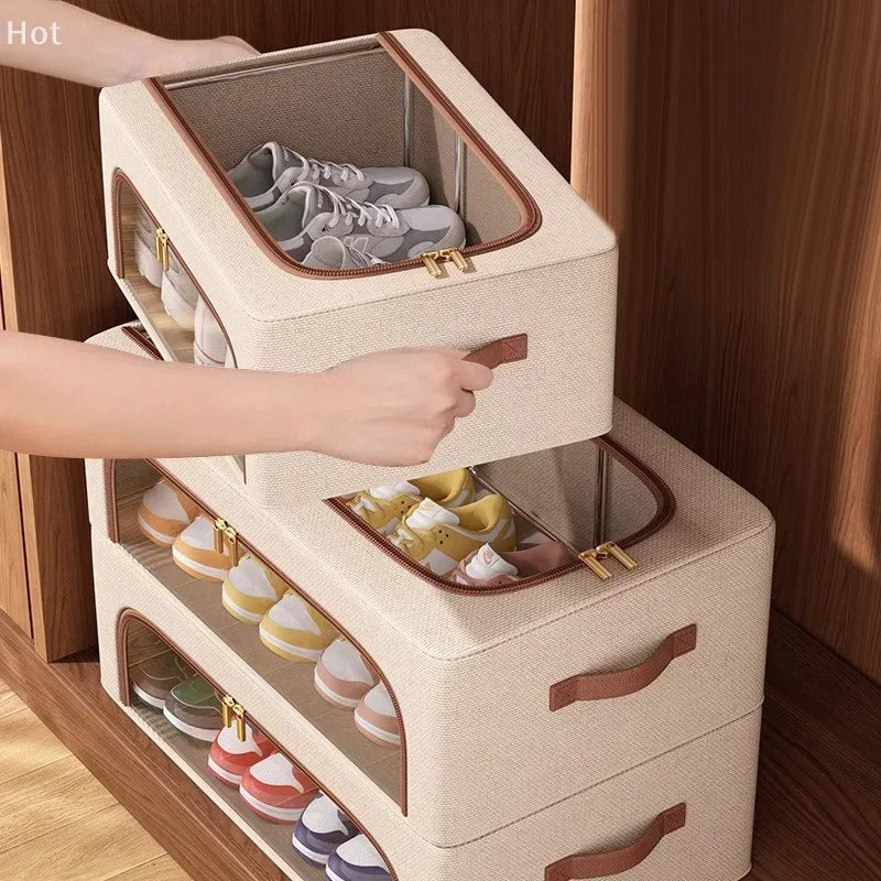 Under-Bed Shoe Storage Organizer with Clear Window