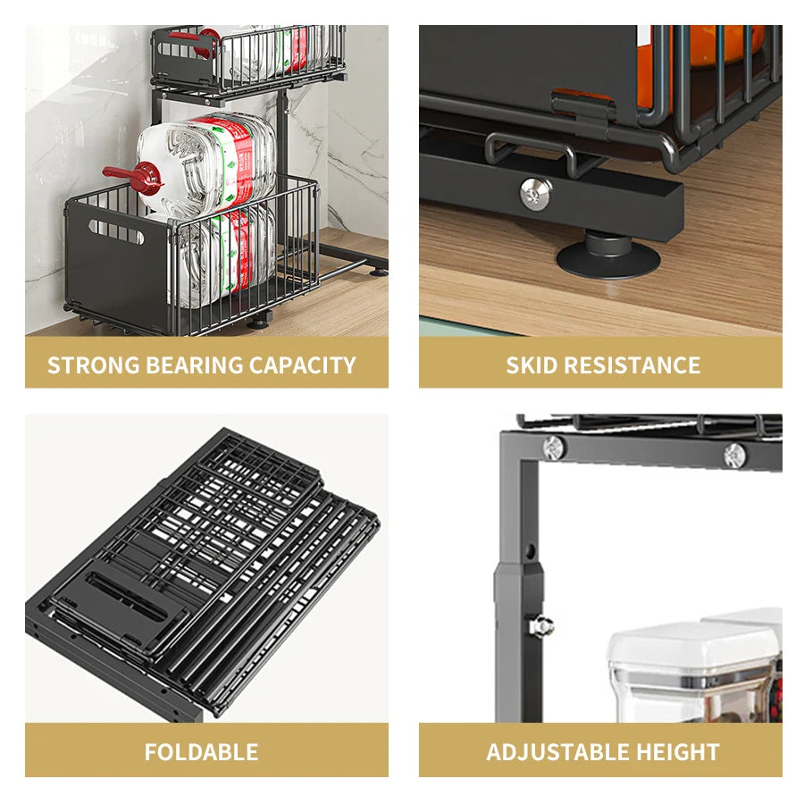 2-Tier Adjustable Pull-Out Under Sink Organizer