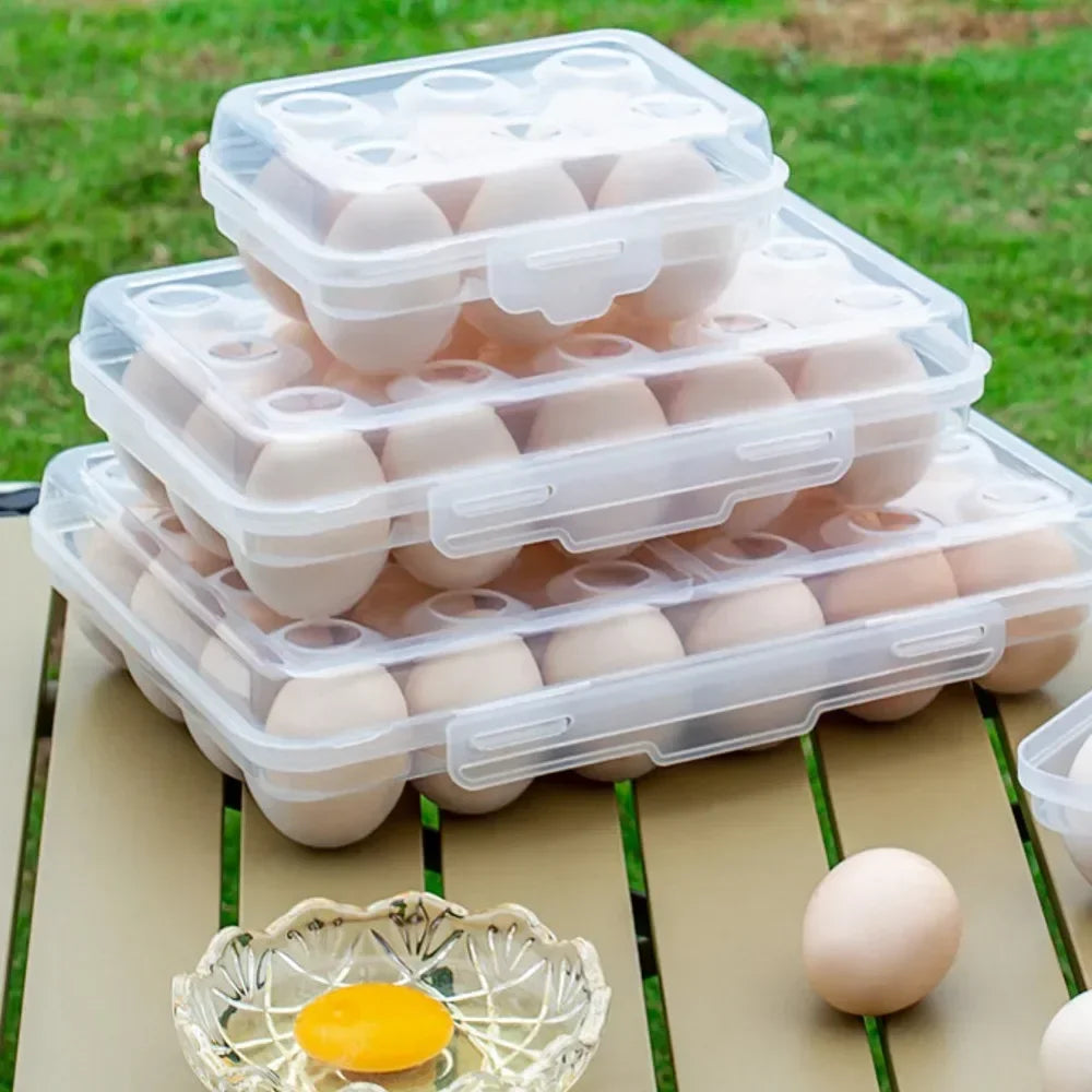 Portable Egg Holder with Lid & Safety Lock — Stackable, for Fridge & Outdoor