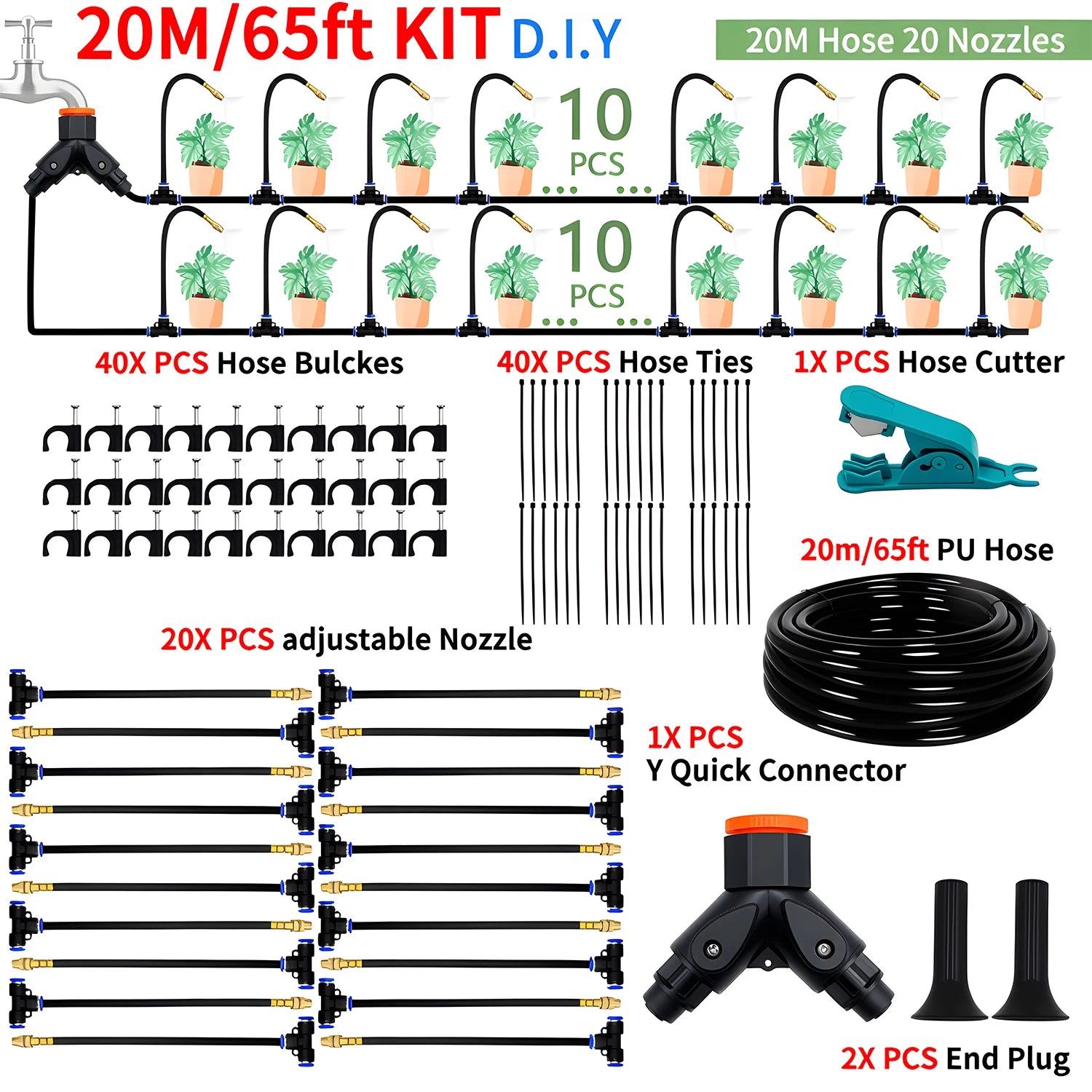 DIY Free-Bending Universal Spray Kit – Flexible Misting & Irrigation System for Greenhouse & Garden