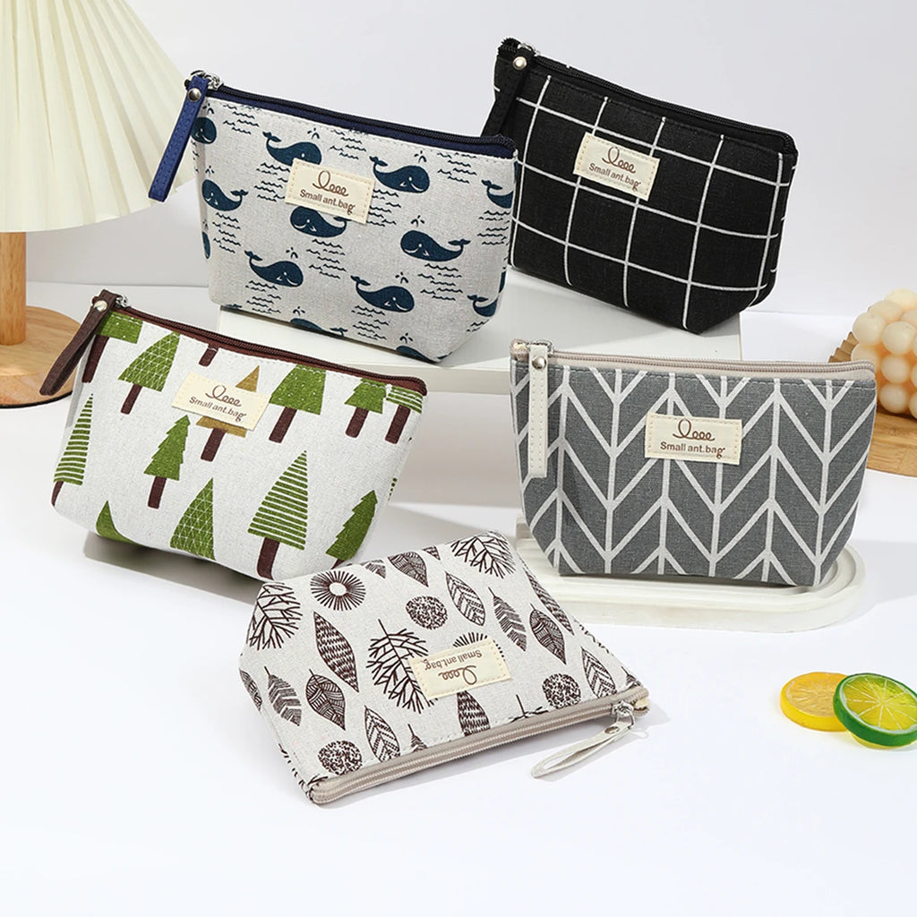 Canvas Travel Makeup & Pencil Case — Compact Zipper Pouch, 15×12×6cm