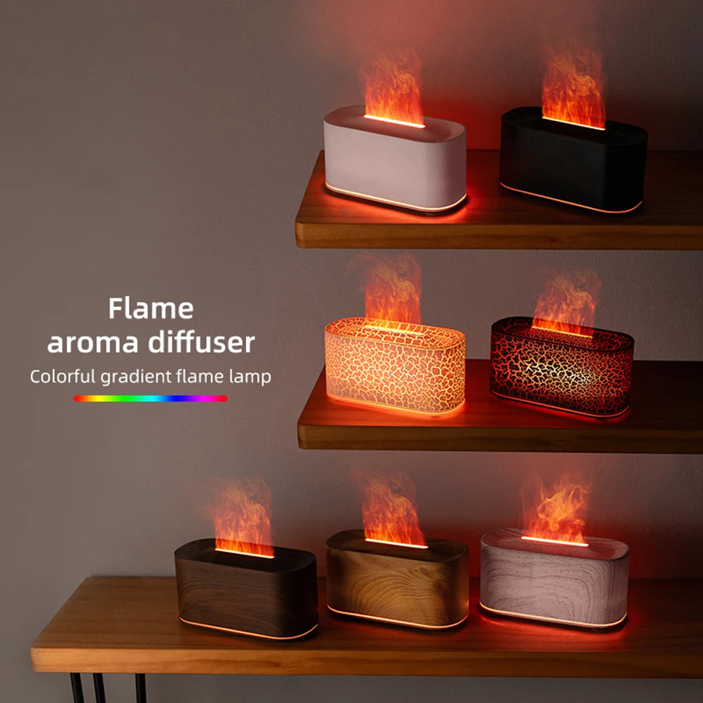 Flame Essential Oil Diffuser — 7 Colour LED Humidifier with Auto-Off