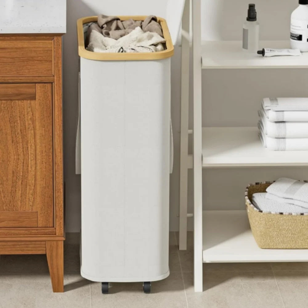 Foldable Laundry Basket with Wheels & Detachable Liner