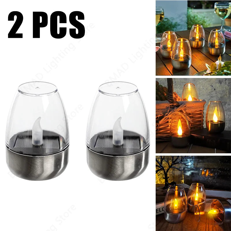 Solar Powered Flameless LED Candle Lamp — Outdoor Waterproof Night Light